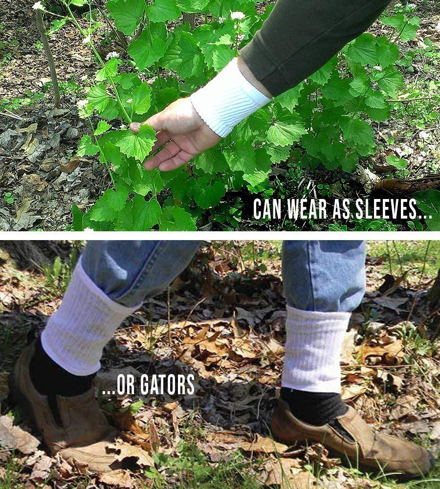 InsectGuard Tick Gaiters - PullOn Permethrin Treated, Ticks, Mosquitoes, Flies & More Insect Repellent, Unisex Adult, White, 4 Inch Long Pair