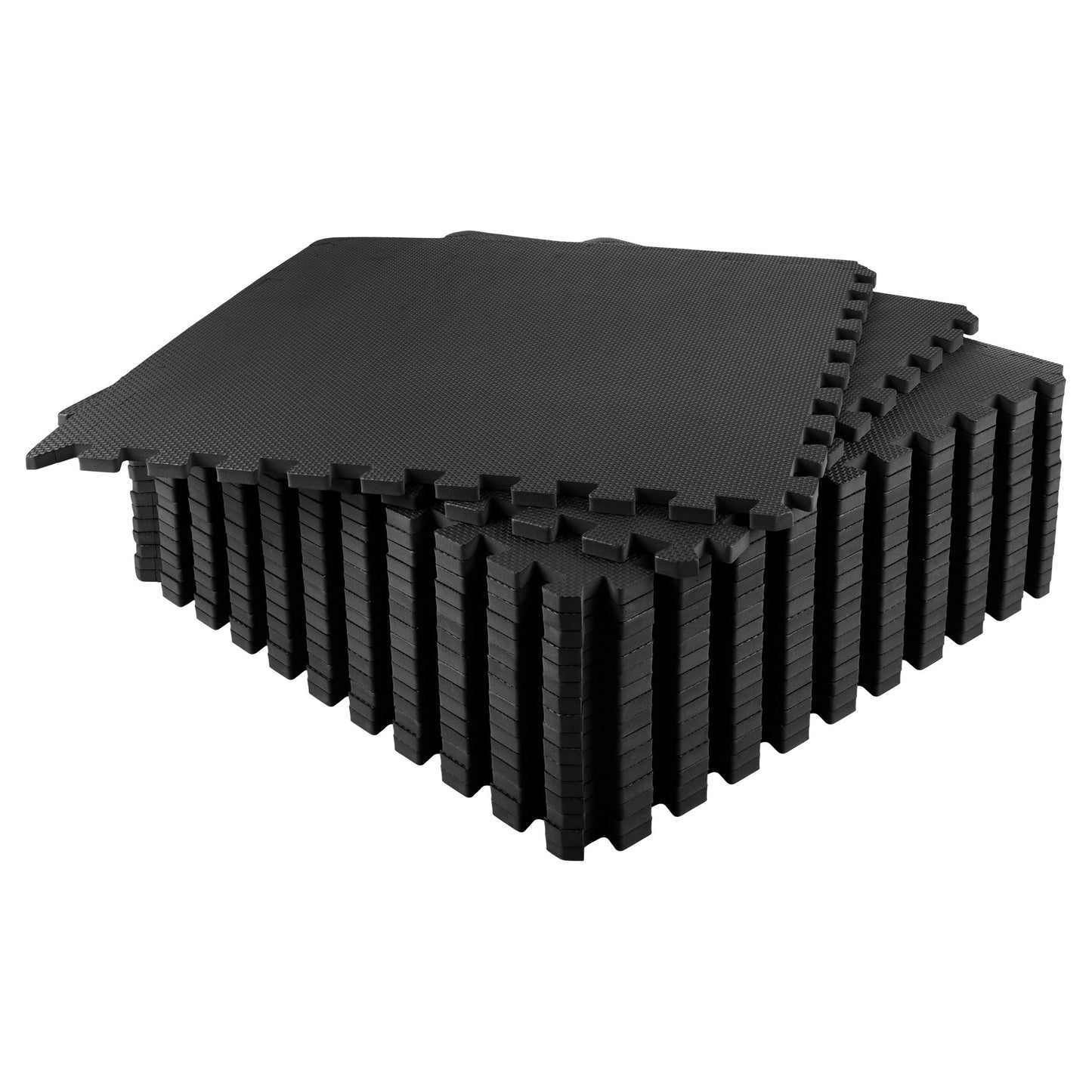 EVA Foam Mat Tiles 18-Pack - 72 SQ FT of Interlocking Padding for Garage, Playroom, or Gym Flooring - Exercise Mat or Baby Playmat by Stalwart (Black)