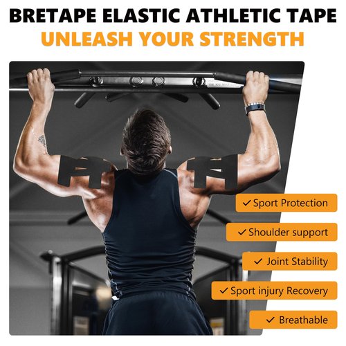 Precut Kinesiology Tape for Shoulder – 14 PCS Elastic Shoulder Support Tape, Waterproof & Breathable, Hypoallergenic Sports Tape for Pain Relief, Black
