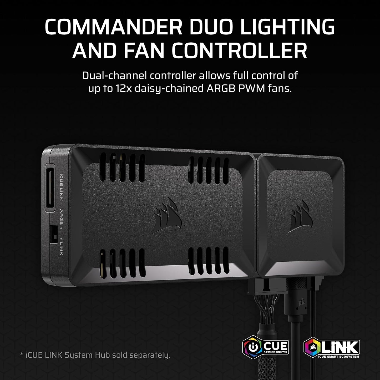 CORSAIR Commander Duo RGB Fan Controller – Control 12 PWM Fans & 2 Temp Sensors – Black