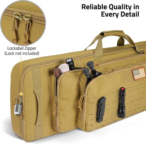 CVLIFE Soft Rifle Case - Triple Layered Double Rifle Bag with Lockable Zipper | Oversized 36"-46" for Outdoor Hunting