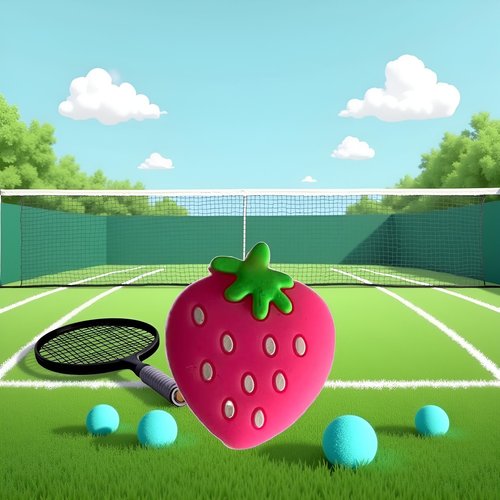 Jinshining Pink Strawberry Tennis Racket Vibration Dampener Soft Silicon Racket Dampener Cartoon Shape Tennis Racquet Shock Absorbers Tennis Racket for Racquetball