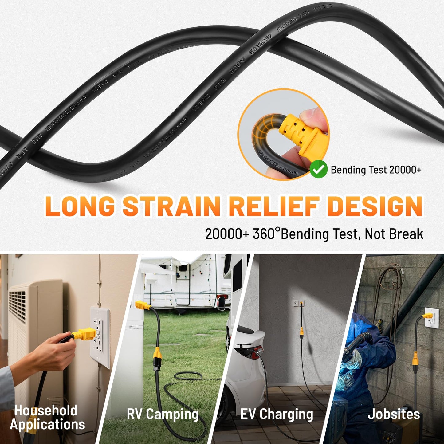 MECMO 12 inch 15 Amp Household to 20 Amp AC Power Adapter Cable 12AWG, [4 in 1] NEMA 5-15P to 5-15R, 5-20R, 6-15R, 6-20R T Blade Adaptor, 15A 125V to 20A 250V, 15Amp 125V to 20Amp 250V Extension Cord