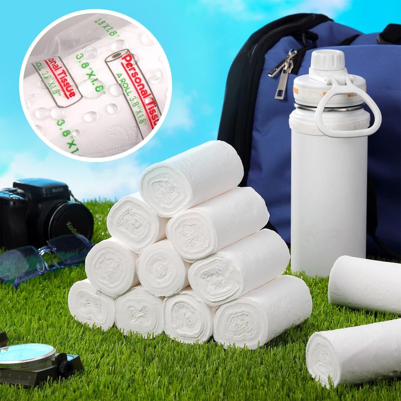 Affrolling 6 Pack Travel Toilet Paper to Go Packs Convenient Plastic Dispenser Soft Tissue Rolls Portable Packable Camp Tissue Soft Coreless Travel Size Toilet Paper for Camping Hiking Outdoor