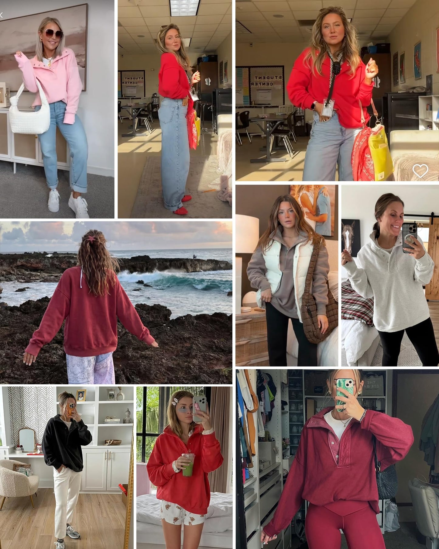 Gacaky Sweatshirt for Women Oversized Casual Long Sleeve Button Henley Neck Pullover Tops Fashion Outfits Clothes Coffee XS