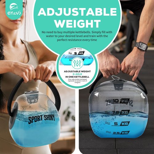 ENOVI EasyGo Kettlebells, Foldable Water-Filled Kettlebell, Adjustable Kettlebell (Pyramid, 2-11LB)