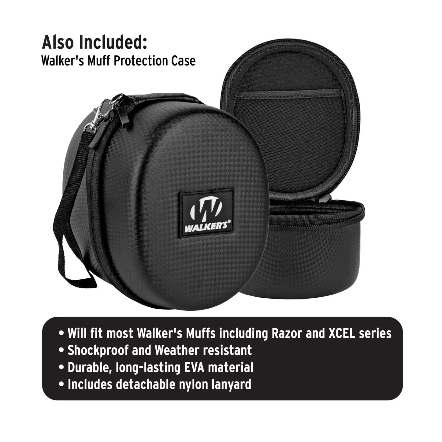 Walker's XCEL 500BT Digital Electronic Muff with Voice Clarity and Bluetooth with Shooting Hearing Protection Case Bundle (2 Items)