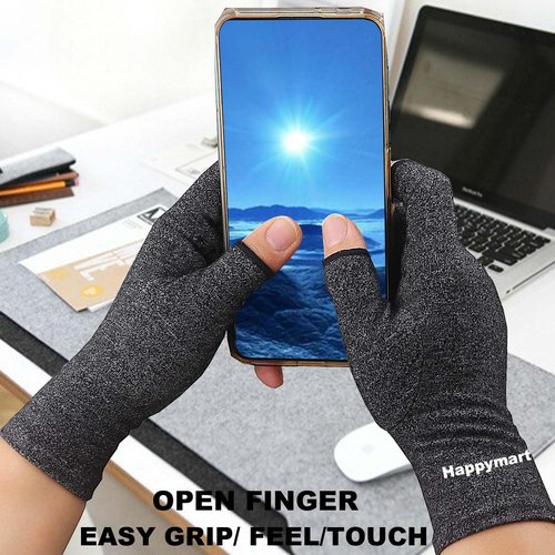 Happymart 2 Pairs Arthritis Gloves for Women for Pain, Compression Gloves for Carpal Tunnel Relief, Rheumatoid Osteoarthritis, Fingerless Gloves for Women and Men, Typing (Pink, Medium)