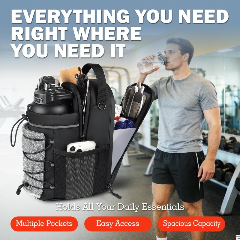 niufeek Magnetic Gym Bags with Water Bottle Holder, 4KG Non-Slip Strong Magnetic Gym Water Bottle Bag, Crossbody Sling Pouch Bottle Carrier for Men Women Workout, Walking, Hiking, Travel & Fitness