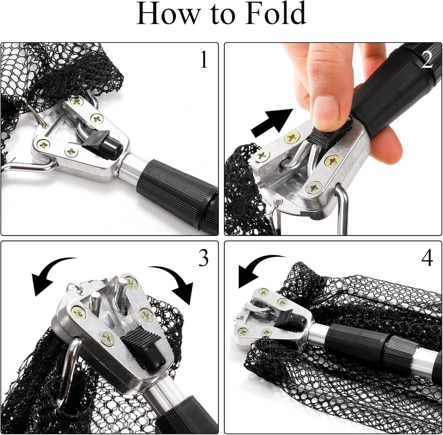 ZENFUN Fishing Net - Telescopic Pole Handle, Collapsible Nylon Mesh for Saltwater & Freshwater | 51" Extendable (Black, White)
