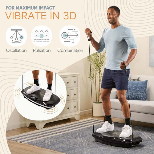 Lifepro Vibration Plate | Whole Body Vibration Machine for Lymphatic Drainage & Toning - Home Workout with Resistance Bands