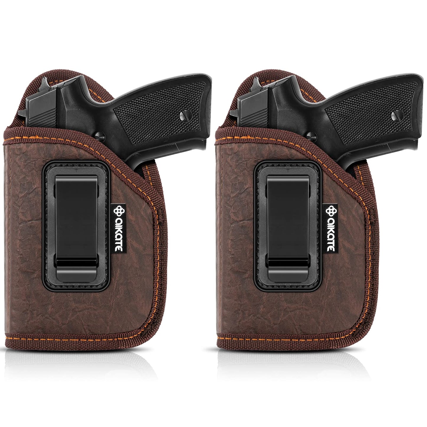 2 Pack IWB Holster with Laser Sight, Concealed Carry Gun Holster for Men, ECO Leather Concealment Inside Waistband Holsters Fits Most Compact 9/40/45 & Laser Attachment