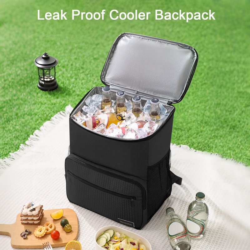 MIRASON Cooler Backpack Insulated Leak Proof Beach Backpack Cooler Bag, Cooling Beer Lunch Backpack Cooler for Men Women Picnic Hiking Camping Travel with 4 Pockets, Black