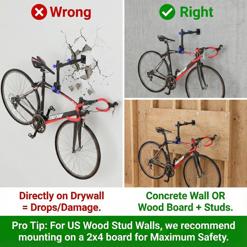 teraysun Bike Repair Stand (Max 66lbs)- Wall Bench Mount Workbench Rack Height-Adjustable 48~69cm, 360° Rotatable Clamp Fits 16''-29'' Bikes（BLACK）