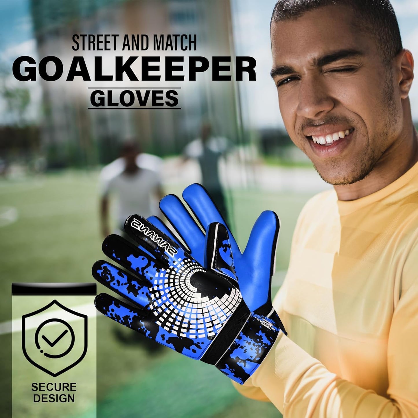 SAWANS Football Goalkeeper Gloves - Strong Grip Palms & Wrist Support for Kids & Adults | Anti-Slip Design