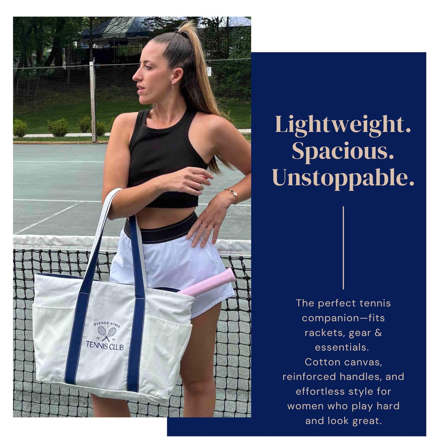 AYRES OUTDOOR Tennis Tote Bag for Women – Large Racket Bag with Pockets, Carry-On Travel Sleeve & Cosmetic Pouch – Perfect for Court, Gym & Travel (W&Blue)