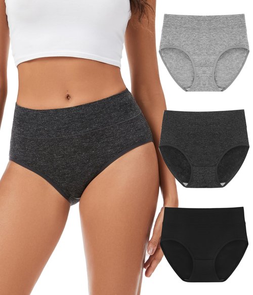 CAOZITOU Merino Wool Womens High Waisted Briefs,Breathable Wool Underwear,Moisture Wicking Wooly Panties for Ladie 3 Pack (Multicolor02,M)