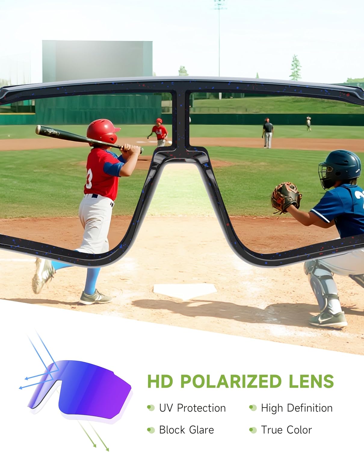 Skiennix Kids Polarized Baseball Sunglasses - UV Protection for Boys & Girls Ages 3-12 | Softball & Cycling