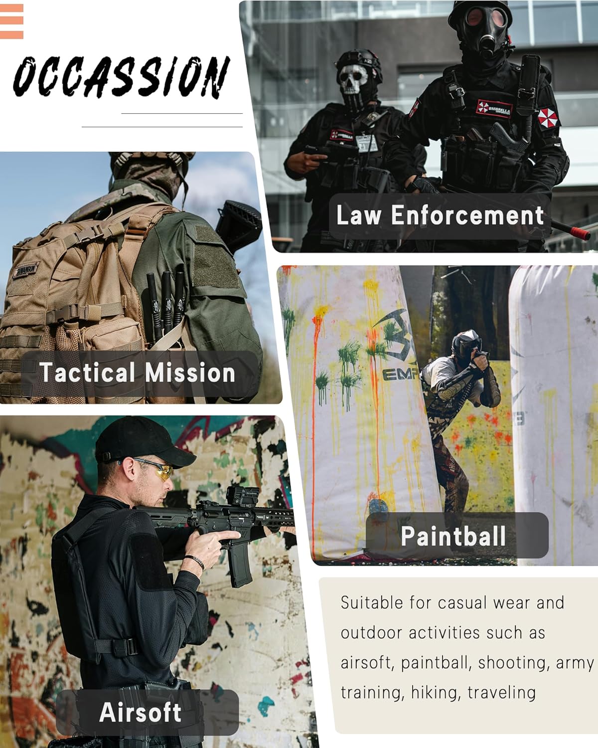 Skiennix Men's Tactical Combat Shirt - Lightweight Long Sleeve Military BDU Top for Paintball & Airsoft