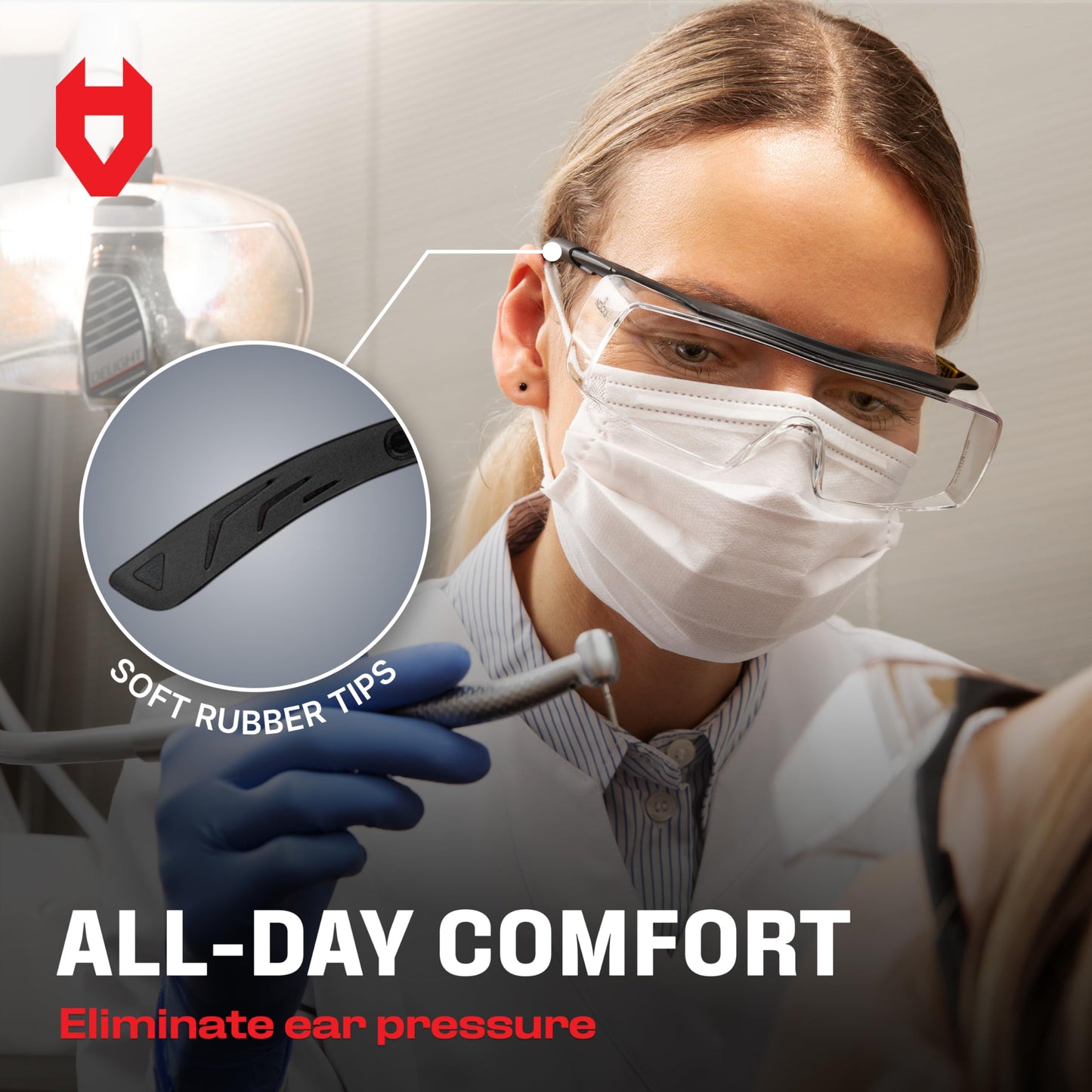 NoCry Anti Fog Safety Glasses that Fit Over Glasses with Scratch Resistant Lens — ANSI Z87 & OSHA Certified Over Glasses Safety Glasses for Men and Women with Adjustable Temples and 100% UV Protection