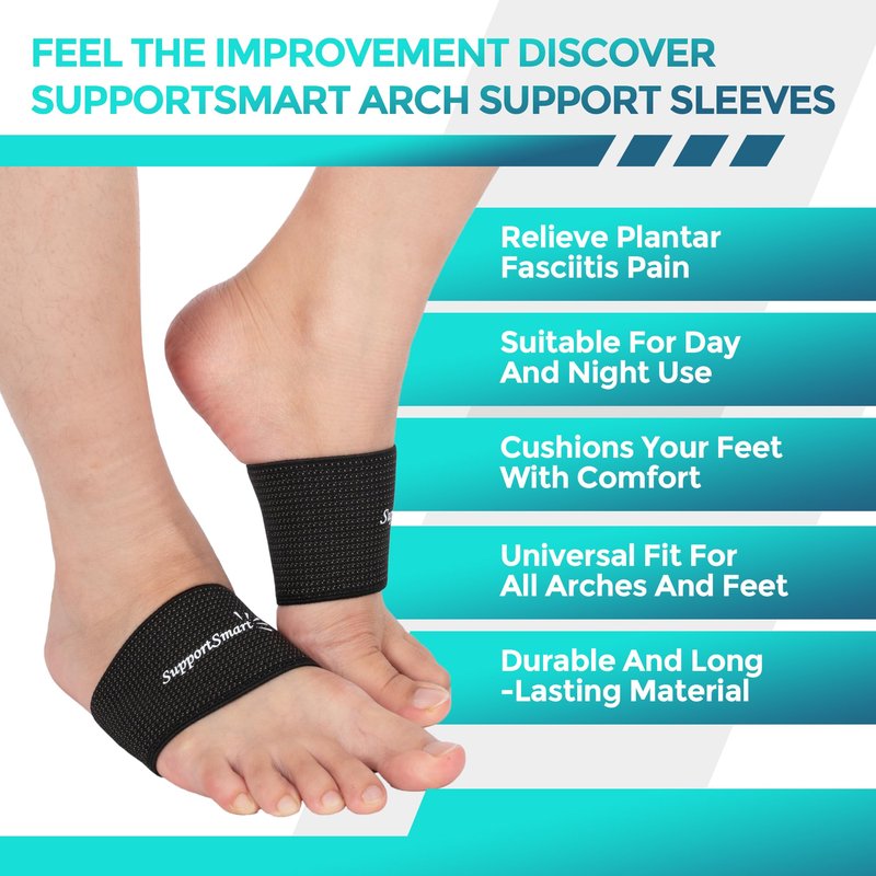 Arch Smart Copper Infused Arch Support Sleeve – Compression Foot Arch Support for Plantar Fasciitis, Flat Feet, Foot Pain Relief, Heel Spurs, Arch Support Bands for Women & Men (Beige, One Size)
