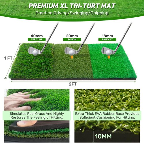 Zensouds Golf Net, 10x7FT with Golf Practice Mat, Hitting Aid Nets for Backyard Driving Chipping Training Swing with Targets Outdoor or Indoor– Gifts for Men/Dad/Him