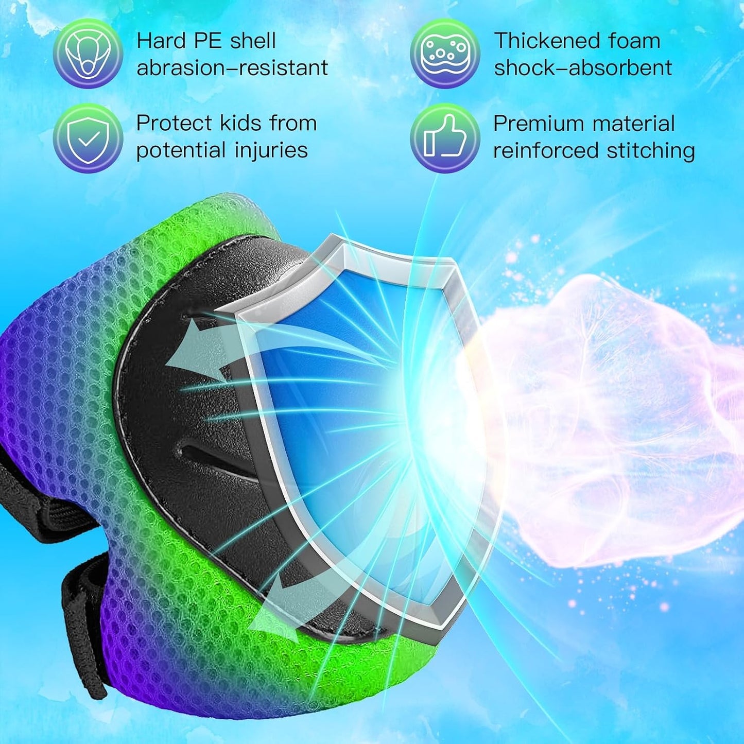 Wemfg Kids Protective Gear Set - 3-in-1 Knee, Elbow Pads & Wrist Guards for Ages 3-14 | Safe Skating & Cycling