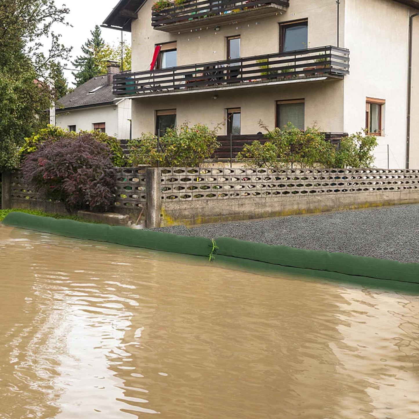 4 Pcs 7'× 6'' Long Sand Bags for Flooding - Thickened Canvas Flood Protection Sandbag Tube with Elastic Band, Reusable Flood Rain Wind Barrier Sand Bag Tube for Door Window Flood Control