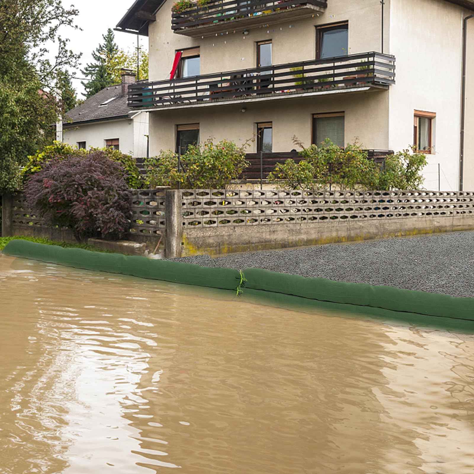 4 Pcs 7'× 6'' Long Sand Bags for Flooding - Thickened Canvas Flood Protection Sandbag Tube with Elastic Band, Reusable Flood Rain Wind Barrier Sand Bag Tube for Door Window Flood Control