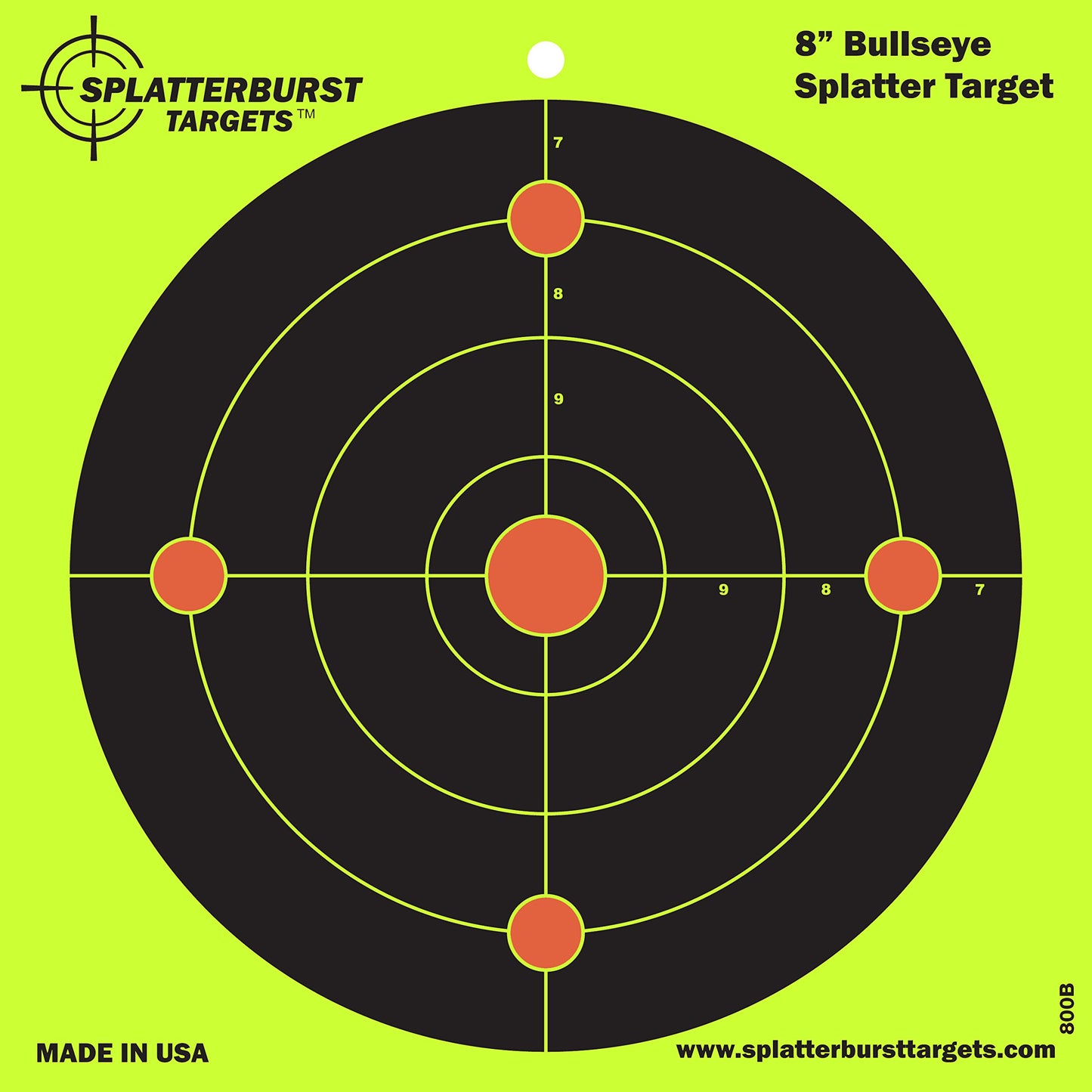 Splatterburst Target - 8 inch Bullseye Reactive Shooting Target - Shots Burst Bright Fluorescent Yellow Upon Impact - Gun - Rifle - Pistol - Airsoft - BB Gun - Pellet Gun - Air Rifle (100 Pack)