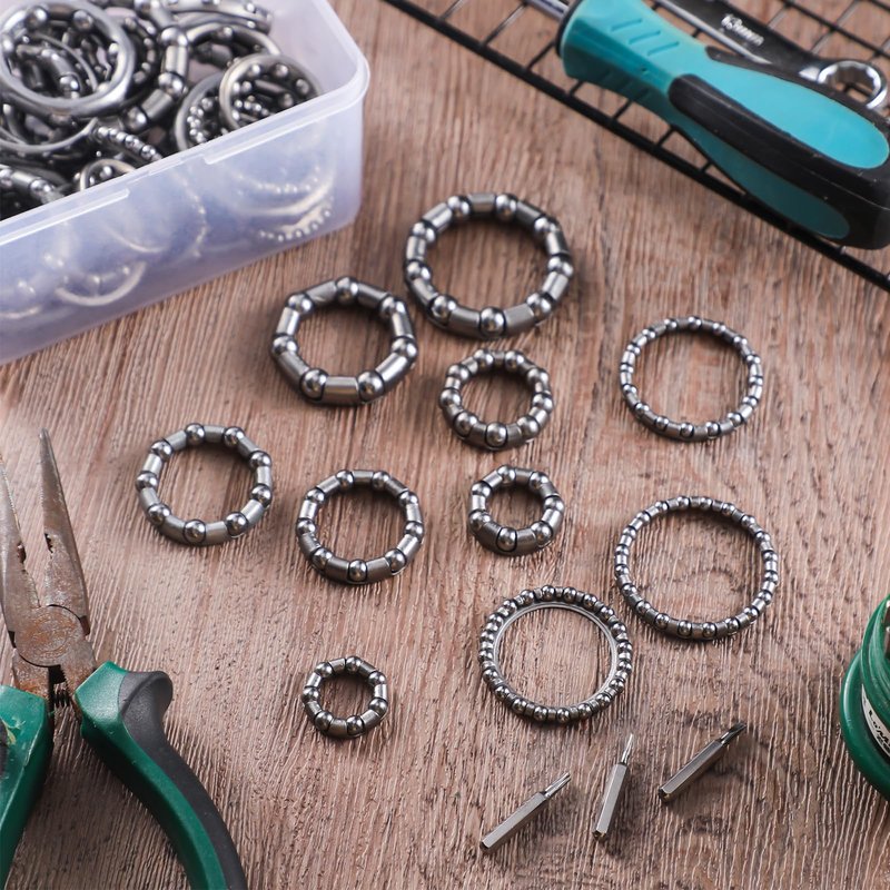 Lounsweer 5 Sets Bike Ball Bearing Kit (10 Sizes) Headset Retainer & Crank Caged Wheels 4-8mm(1/6” to 1/3“) for Mountain/Road Bicycle Repair