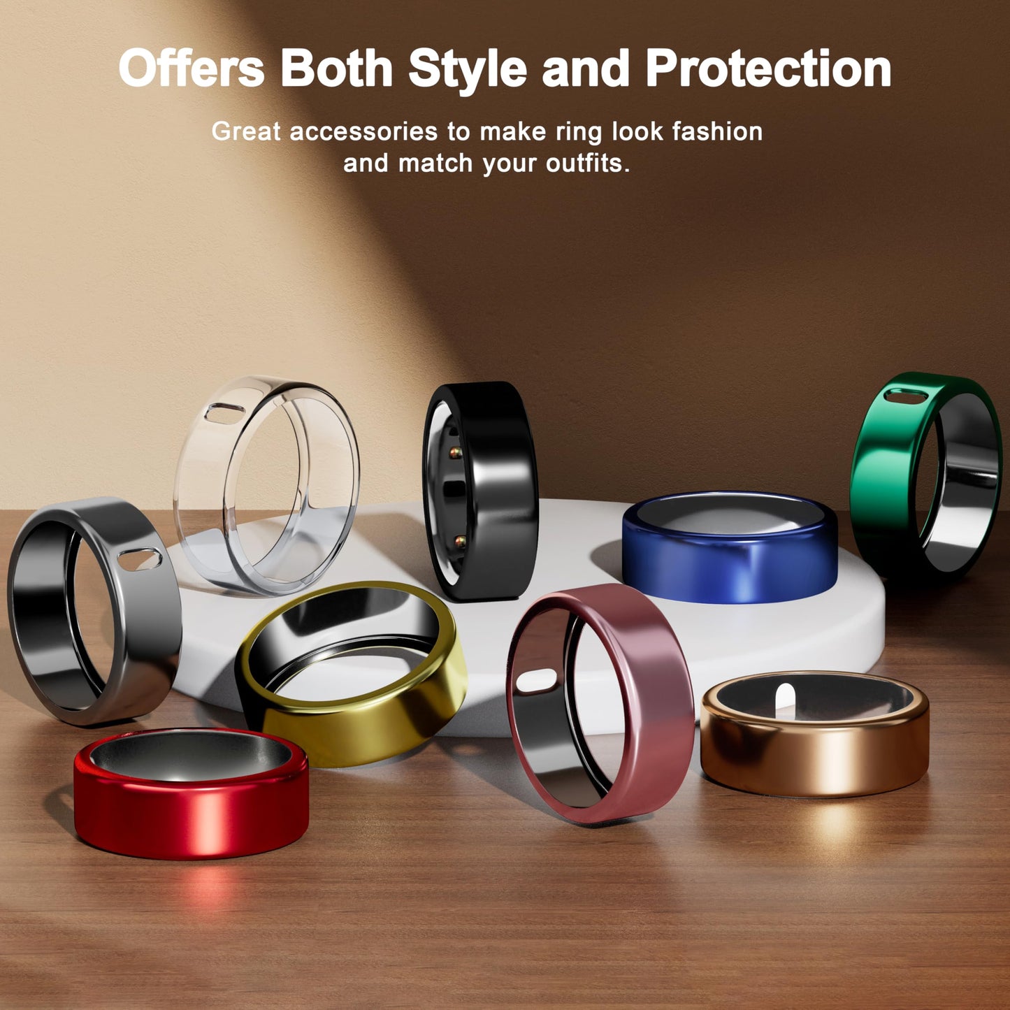 ZOOROO 5 Pack Cover Compatible with Oura Ring Gen 4/Oura Ring Gen 3/3 Horizon, Support Charging with Cover on, Anti-Scratch TPU Protector for Women Men (Clear+Silver+Gold+Rosegold+Pink, Size 8)