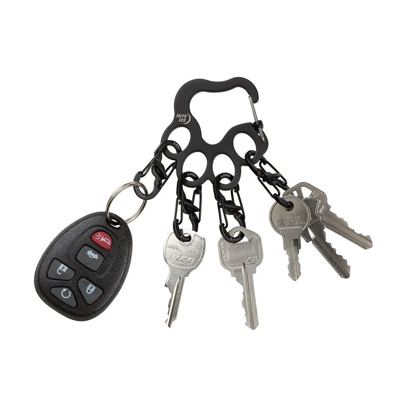 Nite IZE Pawprint Locker KeyRack - Stainless Steel Keychain Organizer with Locking Carabiner - Features 4 S-Biner MicroLocks to Securely Hold Keys