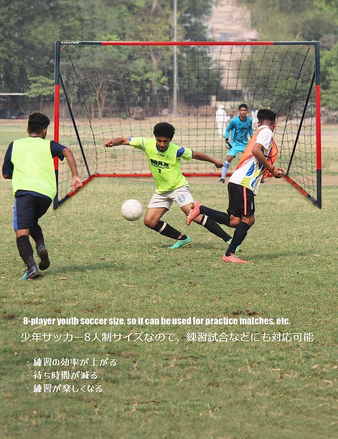 Soccer Goal 6'x4'|3'x2.5'|8'x6'-KAIHAOWIN Steel Frame Goal All Weather Soccer Net-Quick Assembly Training Sports Soccer Goals for Backyard Indoor Outdoor-Heavy Duty Metal Soccer Goals (6'x4')
