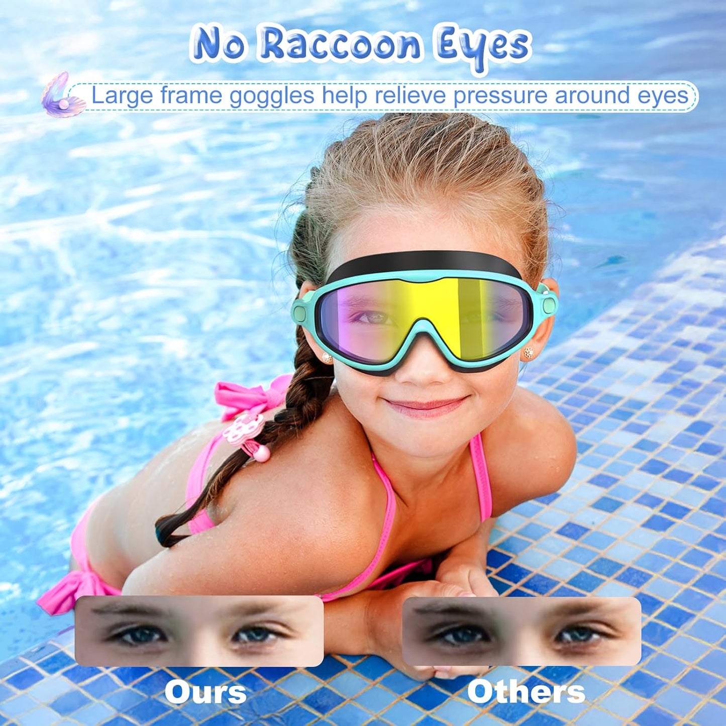 VegoVia Kids Swim Goggles - 2 Pack Anti-Fog UV Protection | Wide View for Ages 3-15