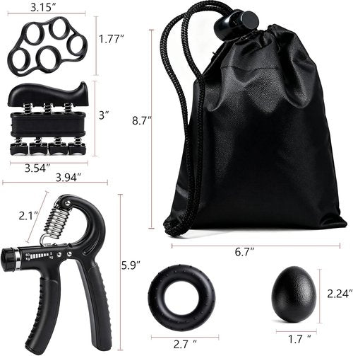 Hand Grip Strength Trainer Kit - 5 Pack Adjustable Resistance Forearm Grippers for Enhanced Strength