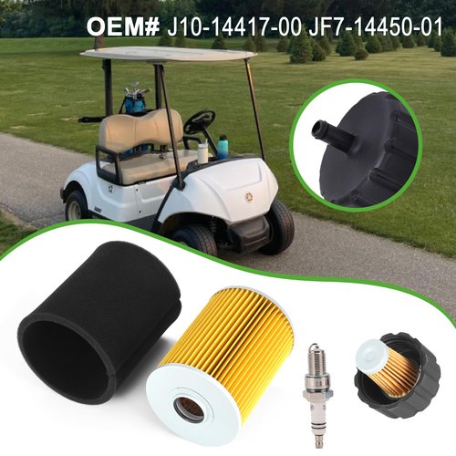 10L0L Golf Cart Tune Up Kit for Yamaha G1 2-Cycle & G14 4-Cycle Gas with 1 × Air Filter, 1 × Sponge, 1 × Fuel Filter and 1 × Spark Plug OEM J10-14417-00 JF7-14450-01