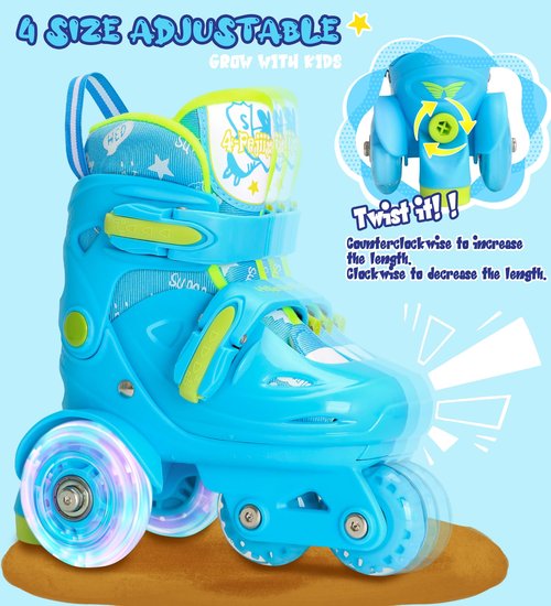 Adjustable Roller Skates for Girls & Boys with Light Up Wheels (Ages 3-9) – Roller Skates with Illuminating Wheels
