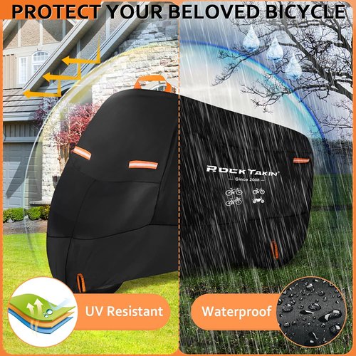 Bike Cover - 300D Oxford Waterproof Heavy Duty Bicycle Protection | Reflective Strips & Storage Bag
