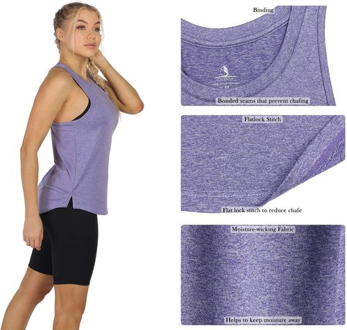 Icyzone Women's Racerback Workout Tank Tops - Athletic Yoga & Running Shirts (Set of 3)