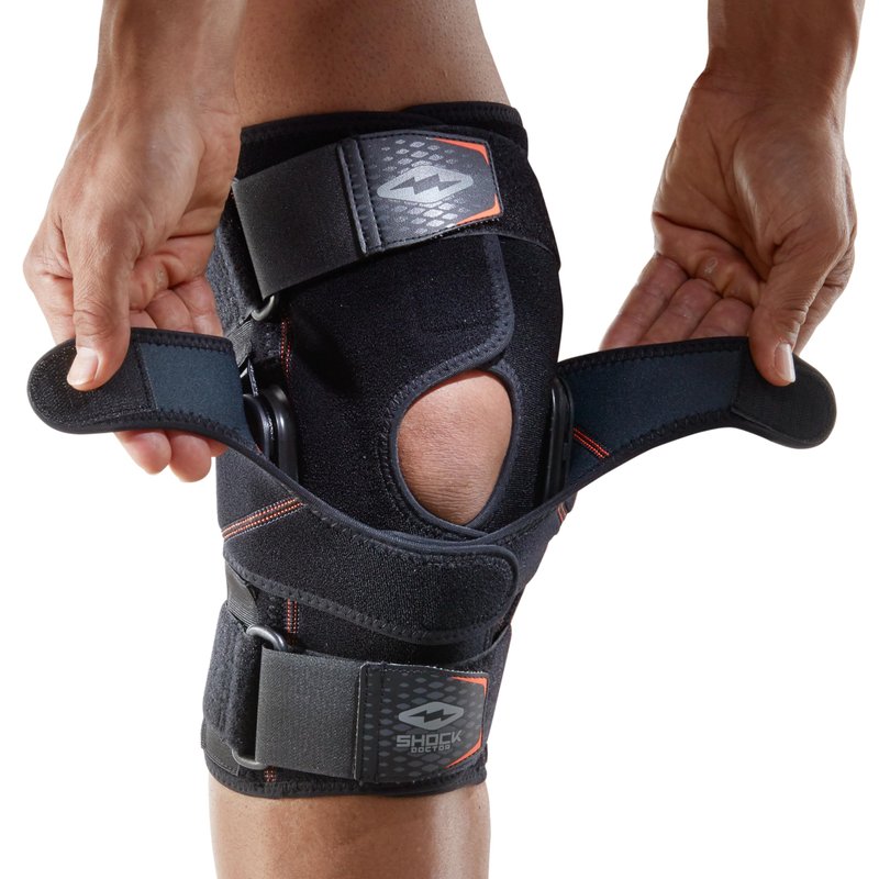 Shock Doctor Knee Brace Wrap, Knee Support for Patella Issues, Injury Recovery, Compression Support for Medial & Lateral Knee Stability, Single, Black, Large