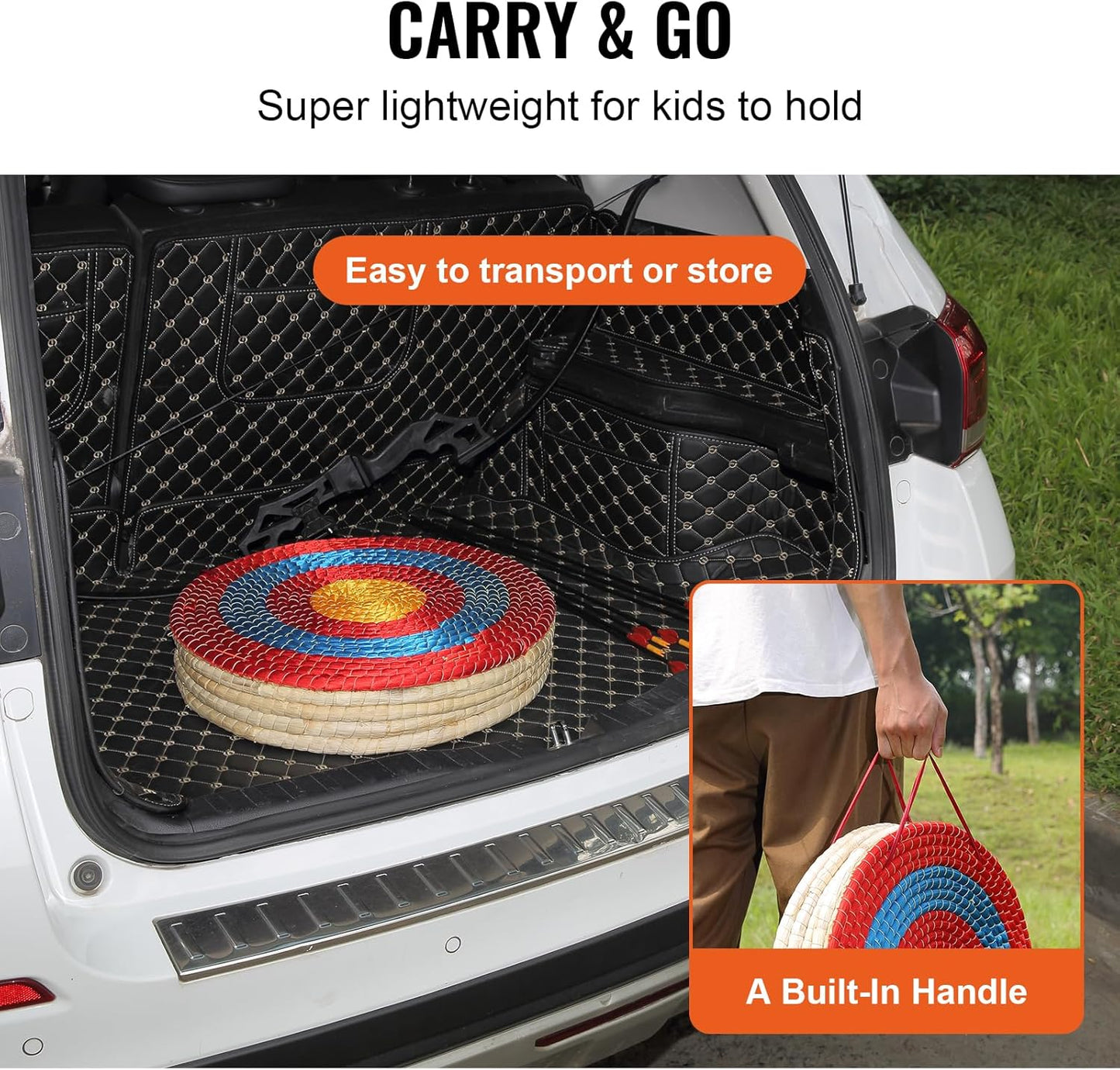 VEVOR 20" Round Straw Archery Target - Durable Traditional Design for Backyard Use, Red