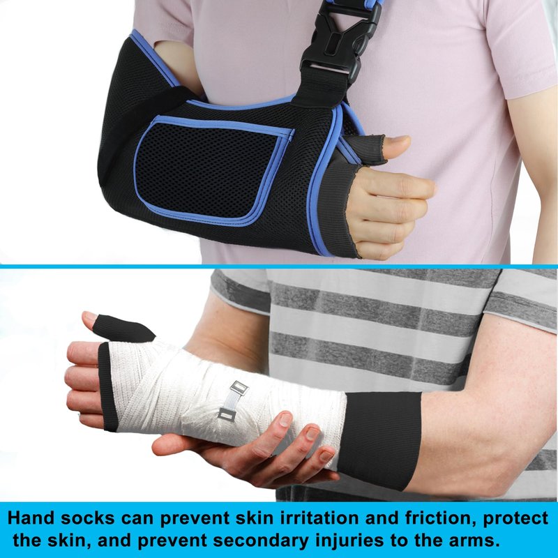 VISKONDA Hand Socks for Splint (Pack of 6) Wrist and Thumb Spica Wrap Liner for Women Men,Arm Cast Cover Stockinette Sleeve for Under Brace Skin friendly protective cover(Black,Medium)