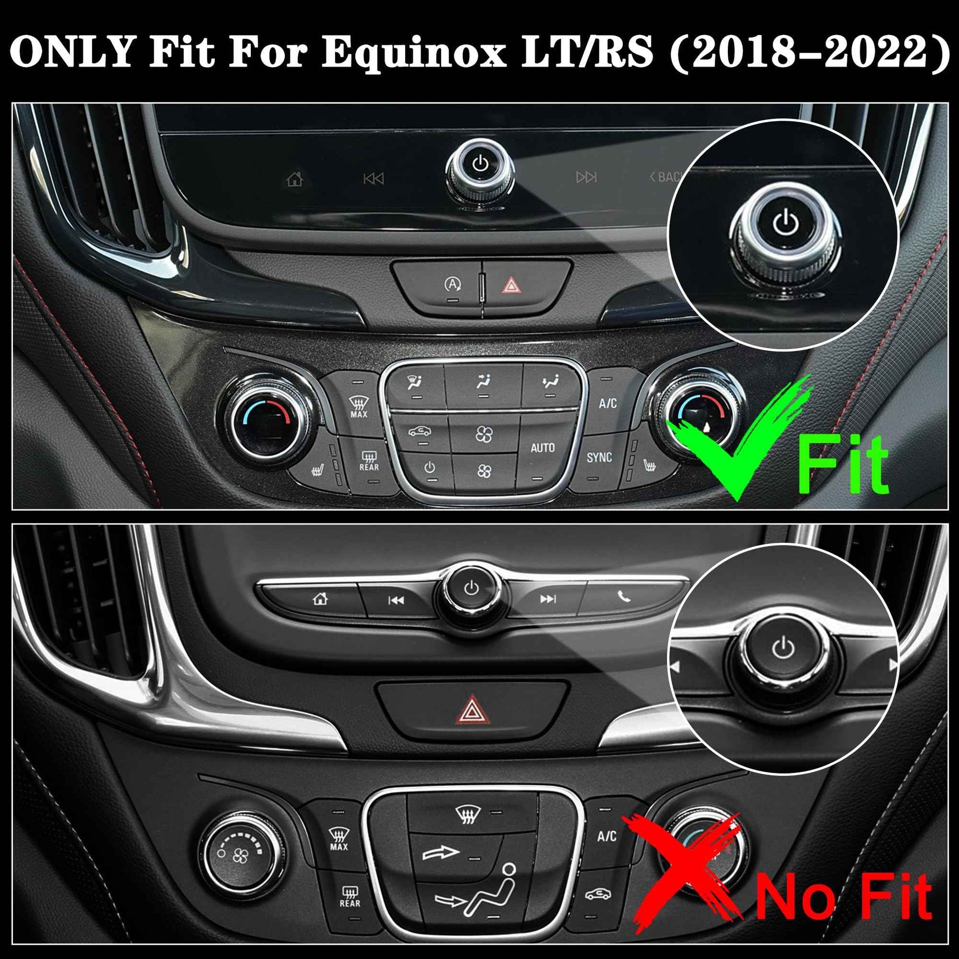 TOMALL Bling AC Air Conditioning Knob Button Cover Compatible with Chevy Equinox Malibu Volume Knob Trim Centre Console Air Conditioner Switch AC Climate Knob Cap Bling Interior Accessories for Car