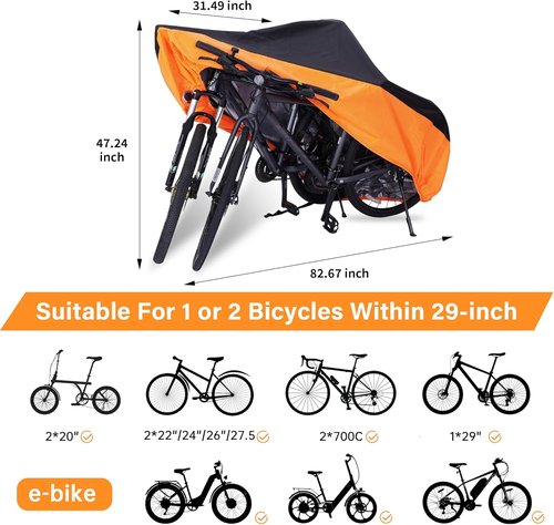 Bike Cover Waterproof - Heavy Duty 420D Bicycle Cover for 1 or 2 Bikes | UV, Dust & Wind Proof