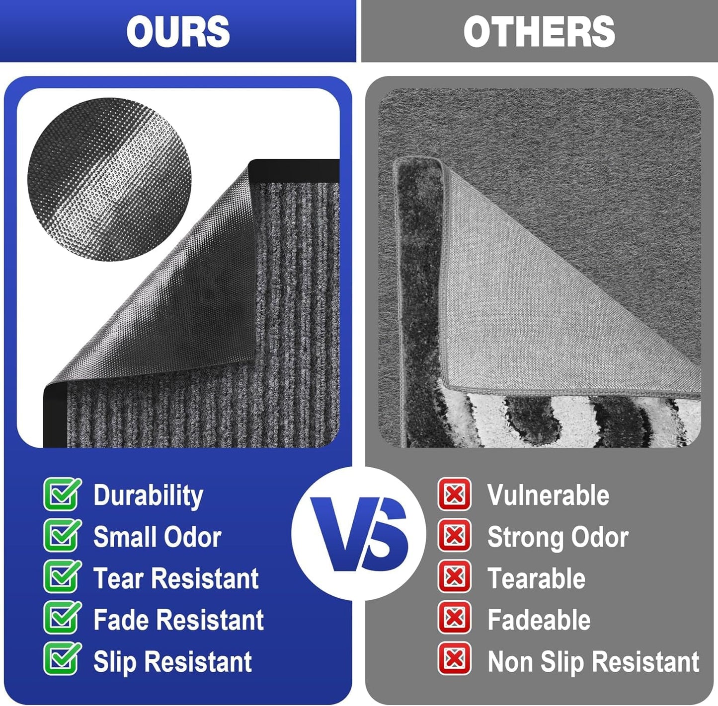 ToLanbbt 4' x 8' Front Door Mat Extra Large Commercial Industrial Rug Heavy Duty Outdoor Indoor Entryway Doormat Low Profile Welcome Entry Door Mat Non Slip Backing for Entrance Home Office, Gray