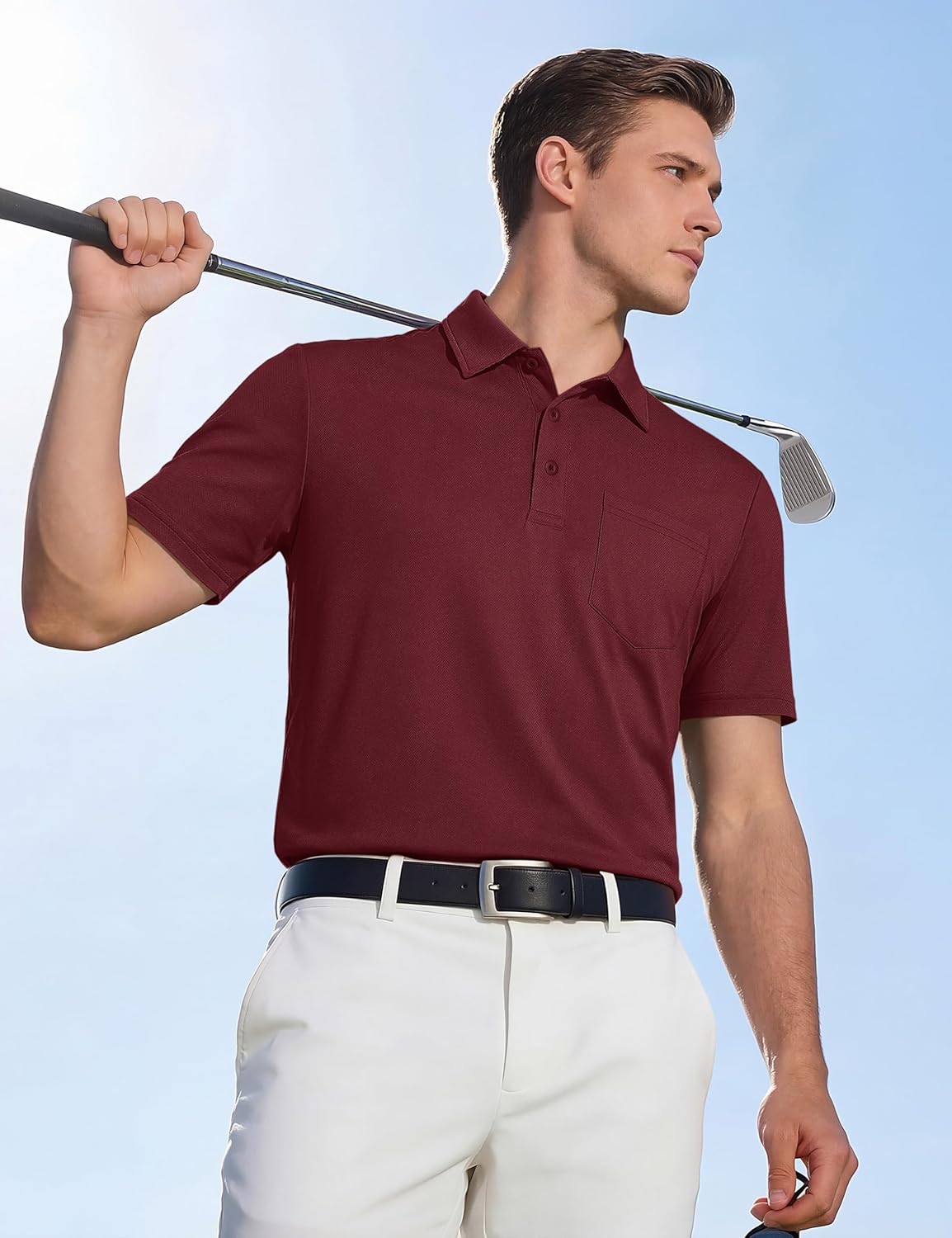 TACVASEN Men's Polo Shirt - Dry Fit Performance Golf Polo with Pocket | Casual Short Sleeve Design