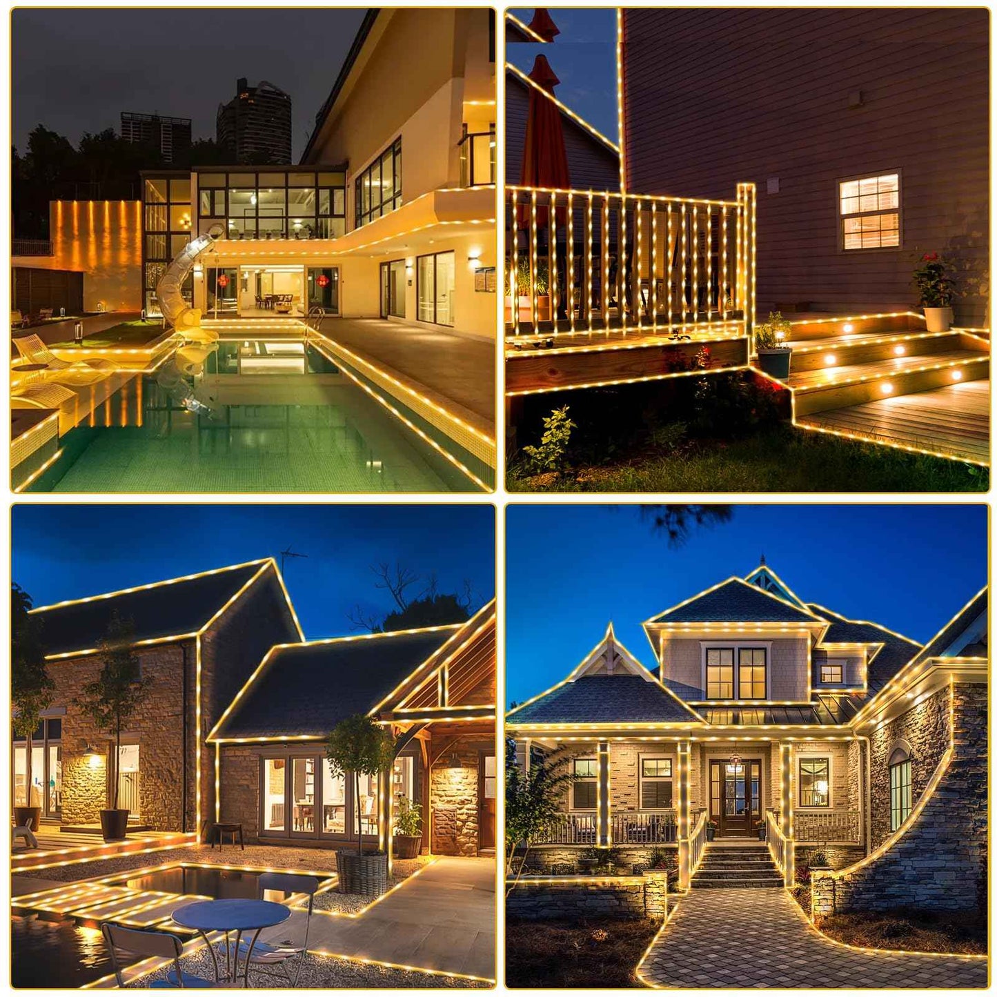 200 LED Solar Rope Lights Outdoor, 66FT Solar String Lights Indoor Waterproof Solar Powered Trampoline Light Clear Tube Pool Light for Camping Fence Yard Walkway Path Garden Outside Decor(Warm White)