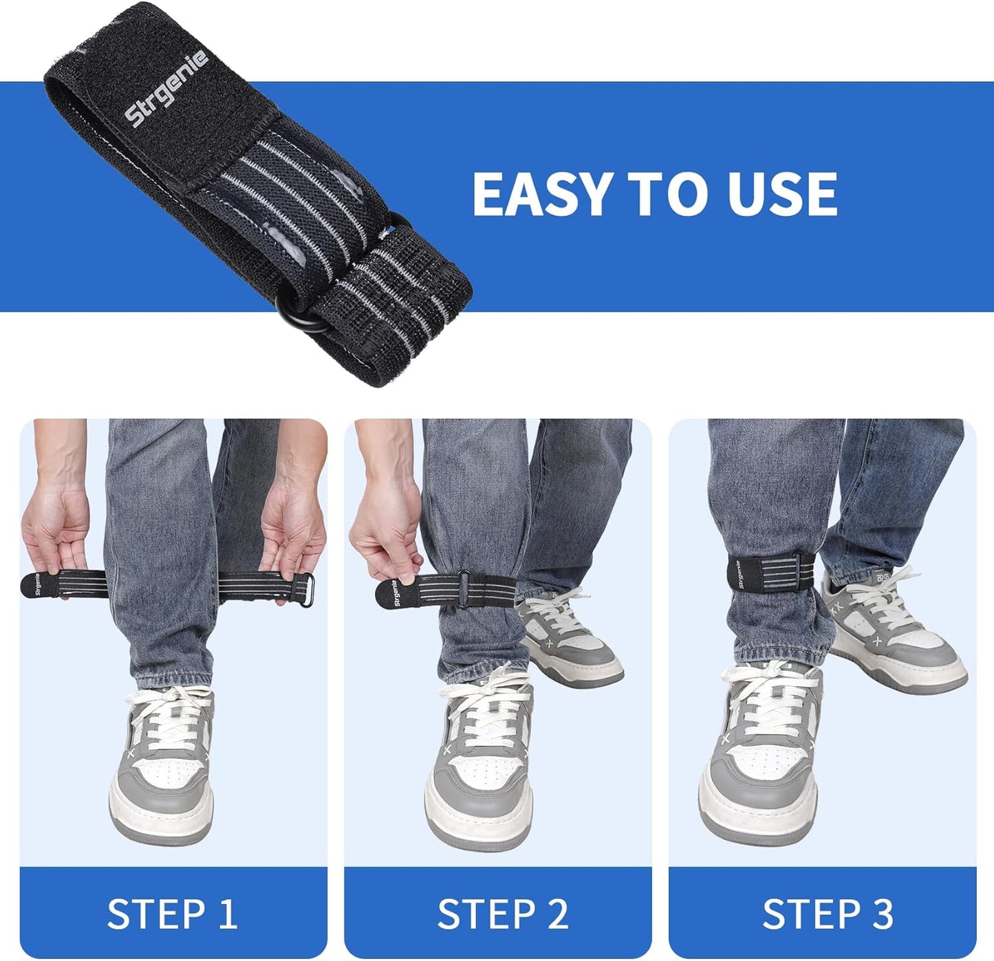 Skiennix Elastic Boot Straps - Adjustable Anti-Slip Cowboy Ankle Straps for Pants | Versatile Fit