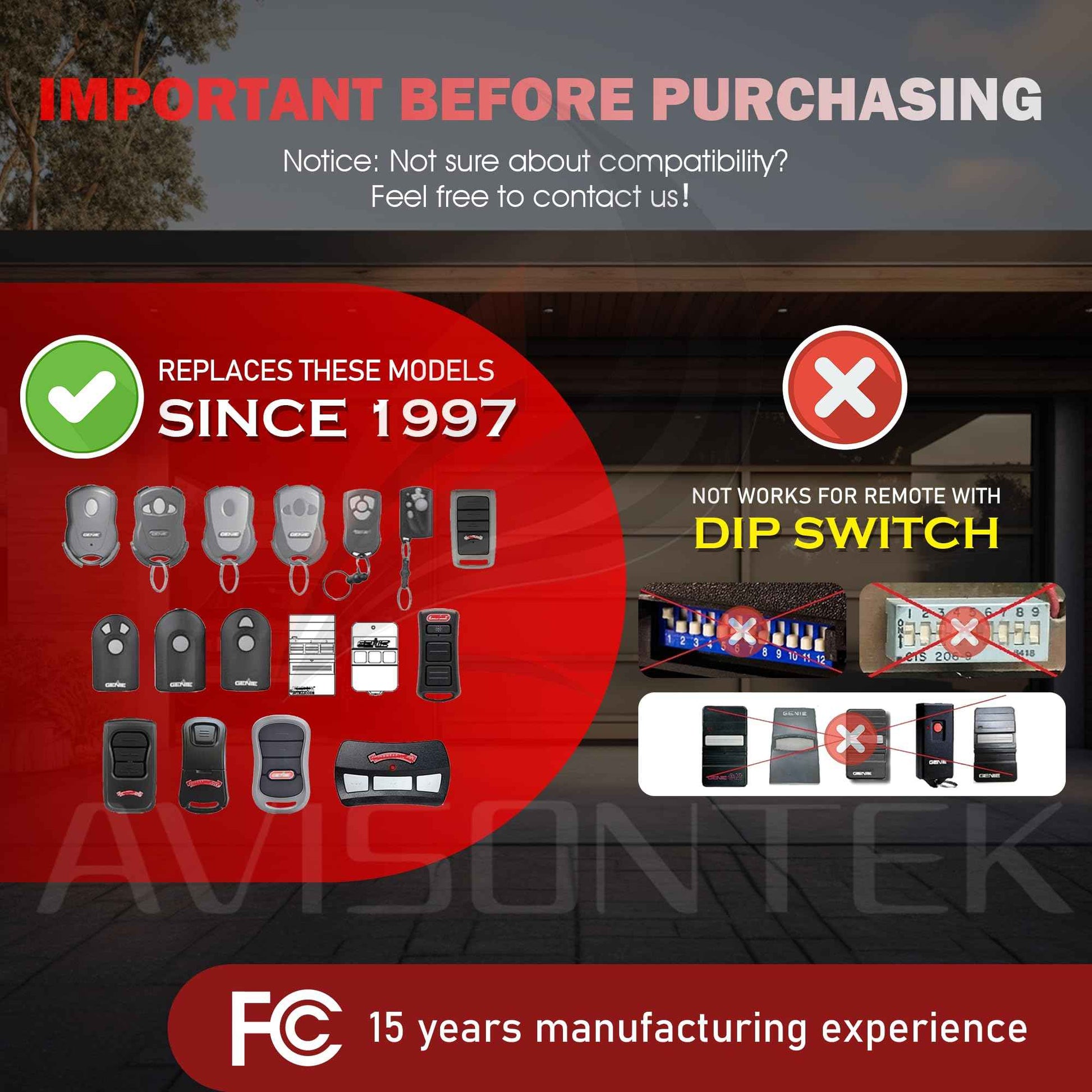 2-Pack O3T-BX/O3T-A Overhead Door Garage Door Opener Remote, Compatible with Legacy Python Odyssey Destiny Phantom, 3-Year-Warranty